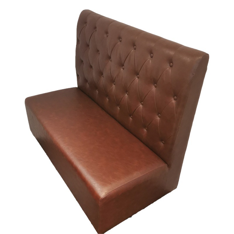 Factory Supply Restaurant Card Seat Vintage Restaurant Coffee Shop Sofa Combination Brown Leather Buckle Card Seat Sofa