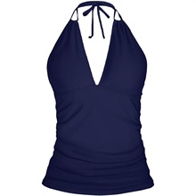 2026年比基尼泳衣女单上衣新款纯色挂脖印花系绳露背bikini一件代