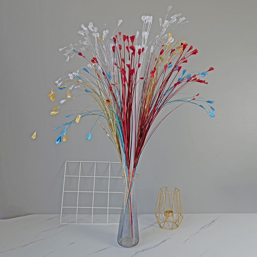 40 piezas de hierba artificial de pavo real, hierba voladora, decoración para pasillo de boda, ramo de flores artificiales, decoración de boda con flores de mariposa