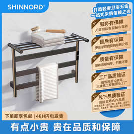 现货不锈钢电热毛巾架酒店卫生间智能加热烘干浴室置物架浴巾架