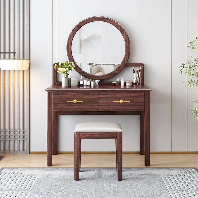 Solid Wood Dressing Table Bedroom High-end Light Luxury Makeup Table Desk Dual-purpose Table New Chinese-style Ujin Wood Craft Makeup Table