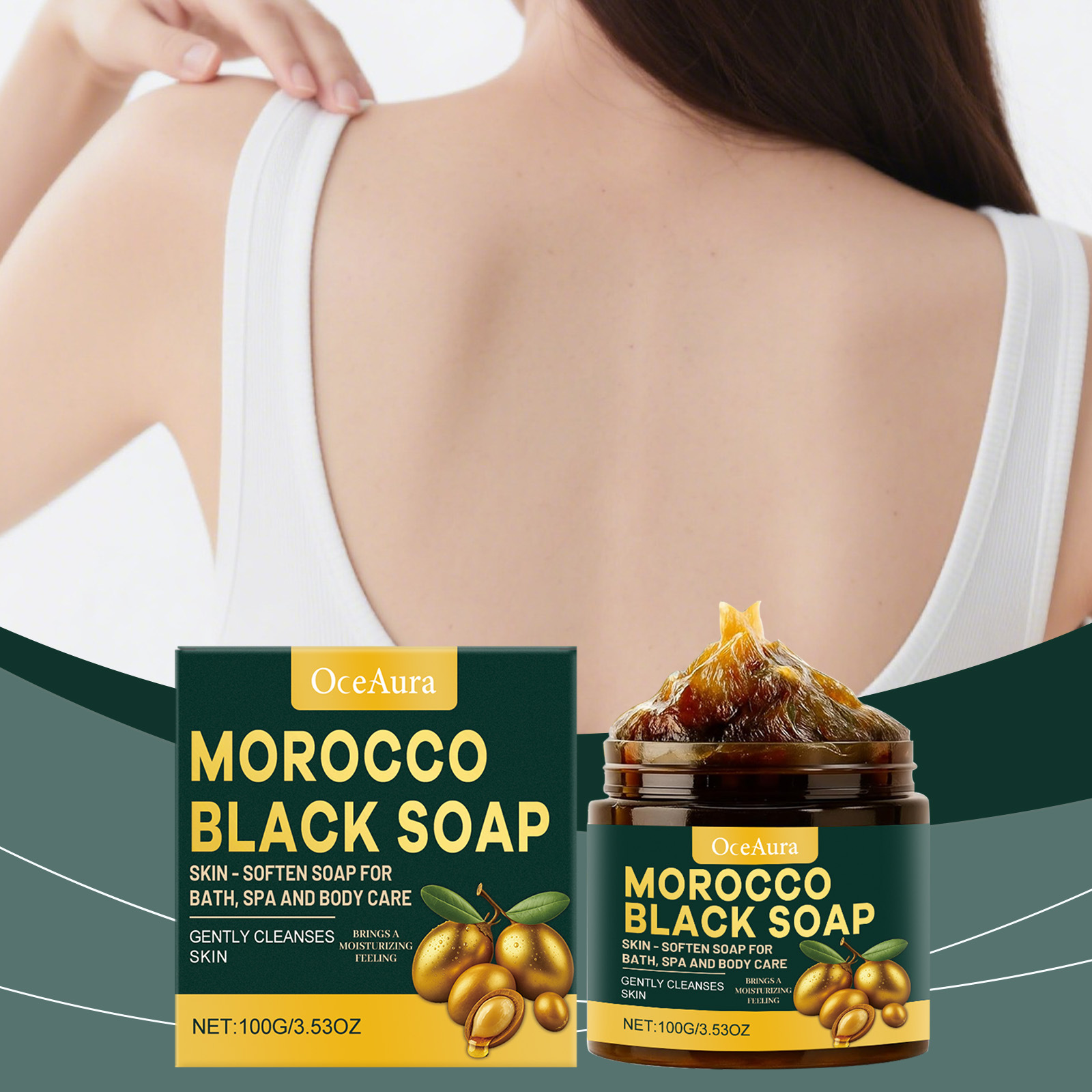 Oceaura Bath Cleansing Black Soap Gentle Cleansing Skin Moisturizing Smooth Daily Body Care Bath Soap