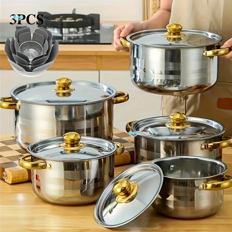 10pcs Stains Steel Cookware Set Kitchen Dining Utensilios de cocina de acero inoxidable