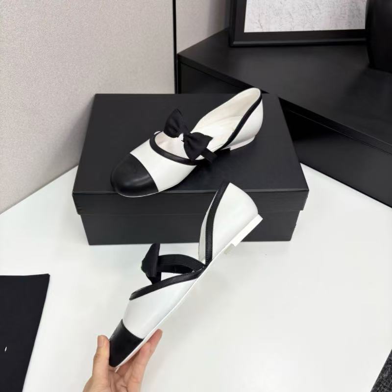 外国貿易 2025 新しいフレンチスタイルの女性用フラットメリージェーンシューズ、本革レディースリボン中空シューズ|undefined