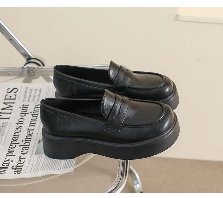 Retro Damen Loafers Im Britischen Stil Mit Dicker Sohle_voghion.com