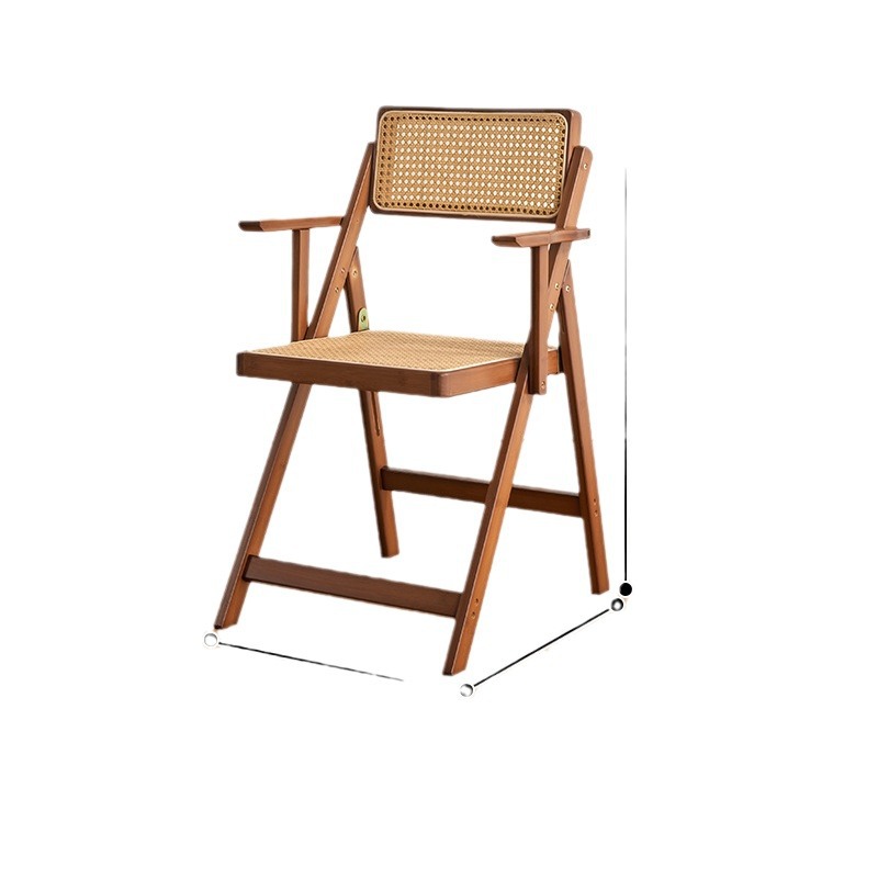 Silla plegable de ratán de viento silencioso Silla de comedor de respaldo de lujo ligero para el hogar de alta gama Silla de comedor de restaurante de ocio japonés