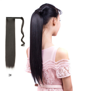 Velcro Long Straight Hair Wig Ponytail Female Chemical Fiber Matte High Temperature Silk Strap Ponytail Long Straight Hair Wig Ponytail