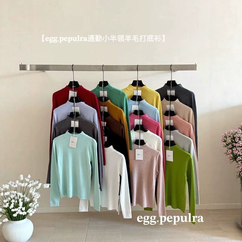 egg.pepulra women's autumn and winter half-high collar knit slimming sweater for work egg.pepulra women's autumn and winter half-high collar knit slimming sweater for work