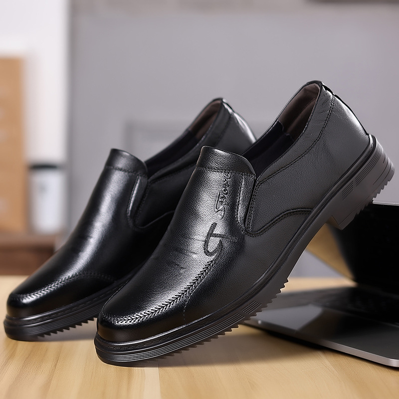 Кожаная обувь, шлем, мужские комфортные туфли для отдыха для кожаной обуви для мальчиков для пожилых людей, воловья кожа