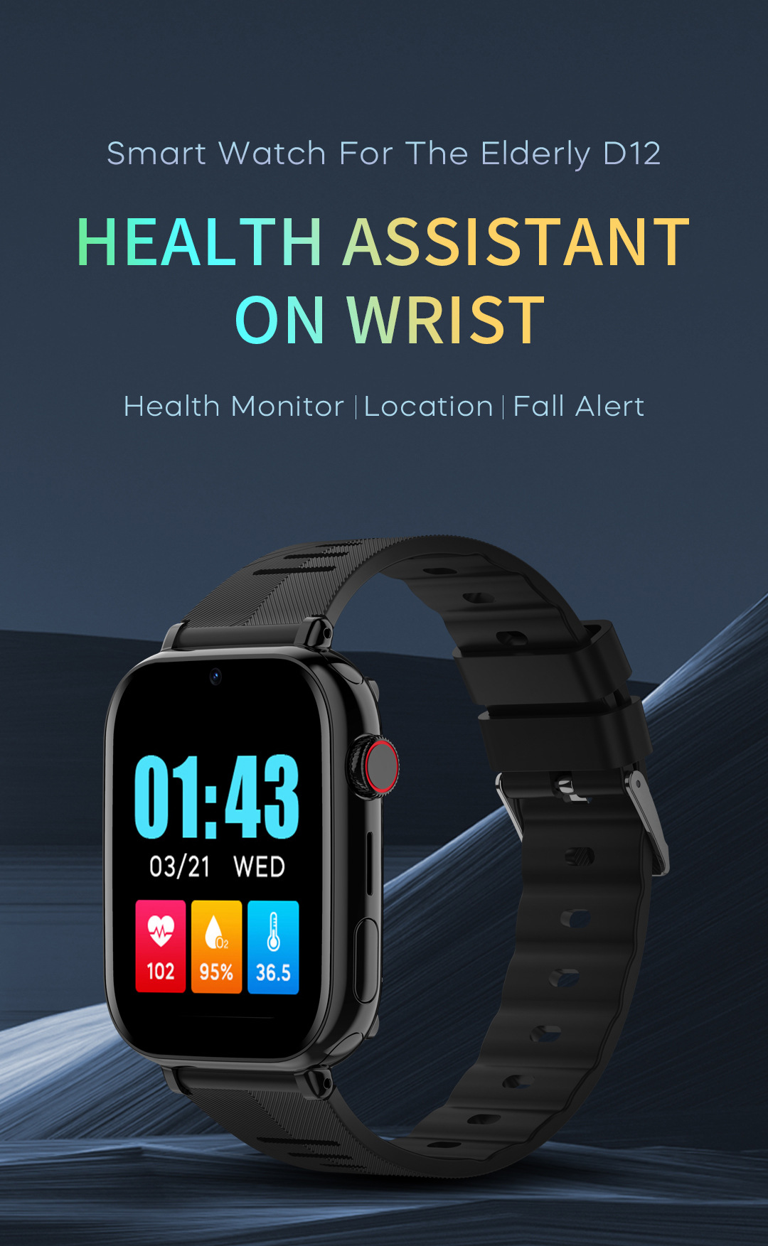 Cross-border e-commerce overseas version anti-wandering location, language video, elderly wristband, English version, health full figure
