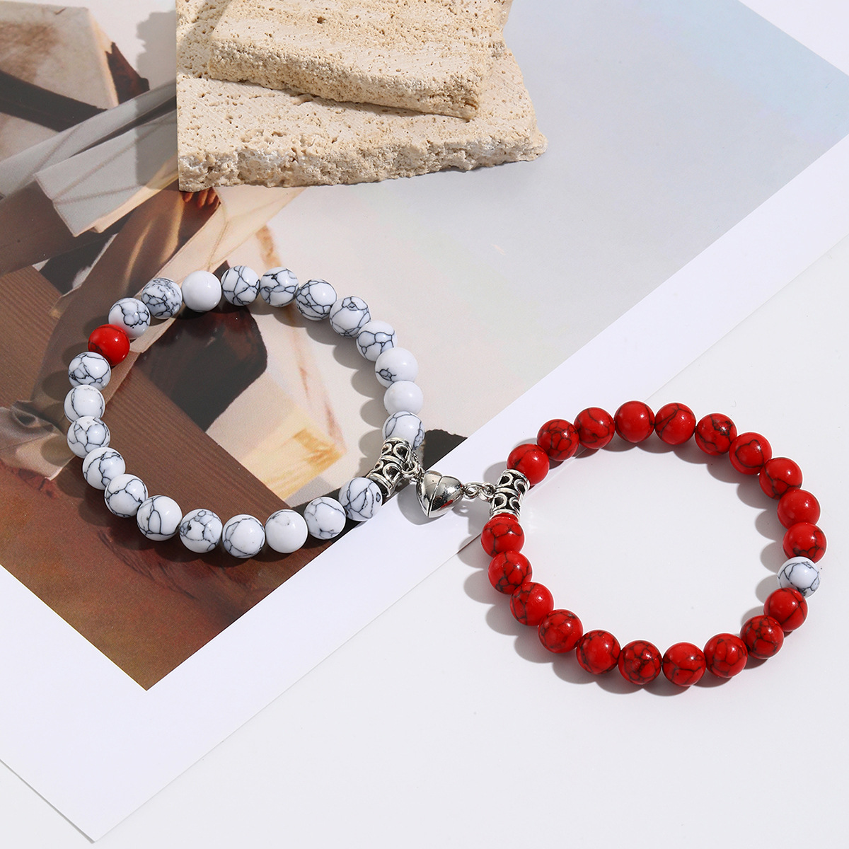 Basic Modern Style Classic Style Rainbow Heart Shape Turquoise Stone Beaded Unisex Bracelets display picture 30