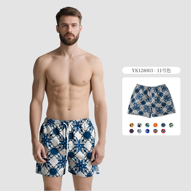 Pantalones de cuatro puntos con estampado de piel de melocotón para hombre de verano Pantalones de baño casuales de tamaño europeo Pantalones de playa de vacaciones de surf de secado rápido