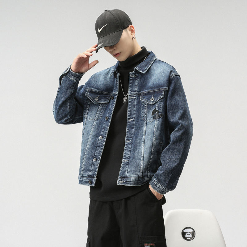 Veste transfrontalière pour hommes d'Amazon portant une veste en jean Joker chemise décontractée tendance pour hommes personnalité mince pour hommes_voghion.com