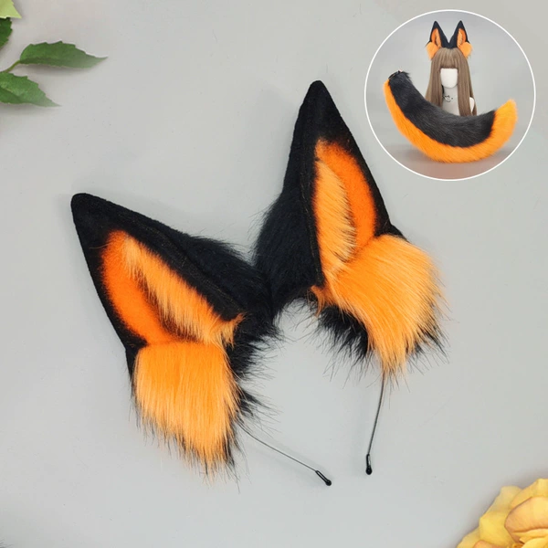 Black Wind Wolf Ears-Black Orange