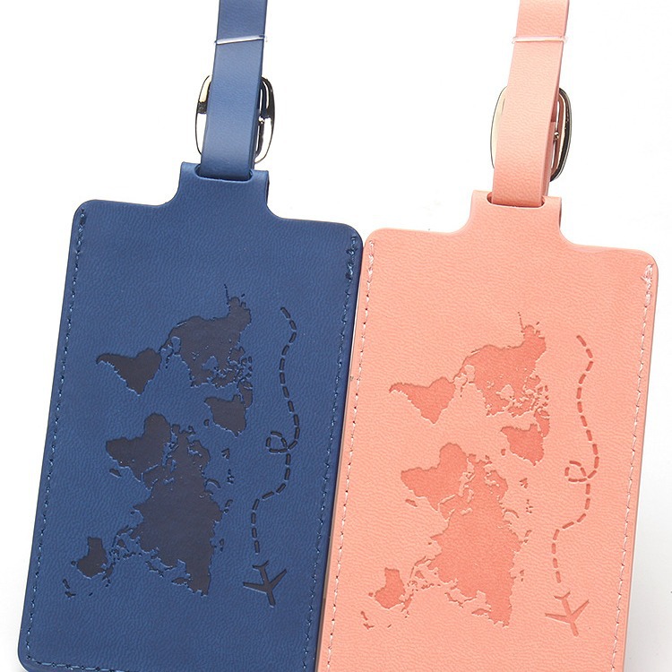 New World Map Passport Holder Luggage Tag Set PU Leather Travel Passport Case Luggage ID Card Holder Bag