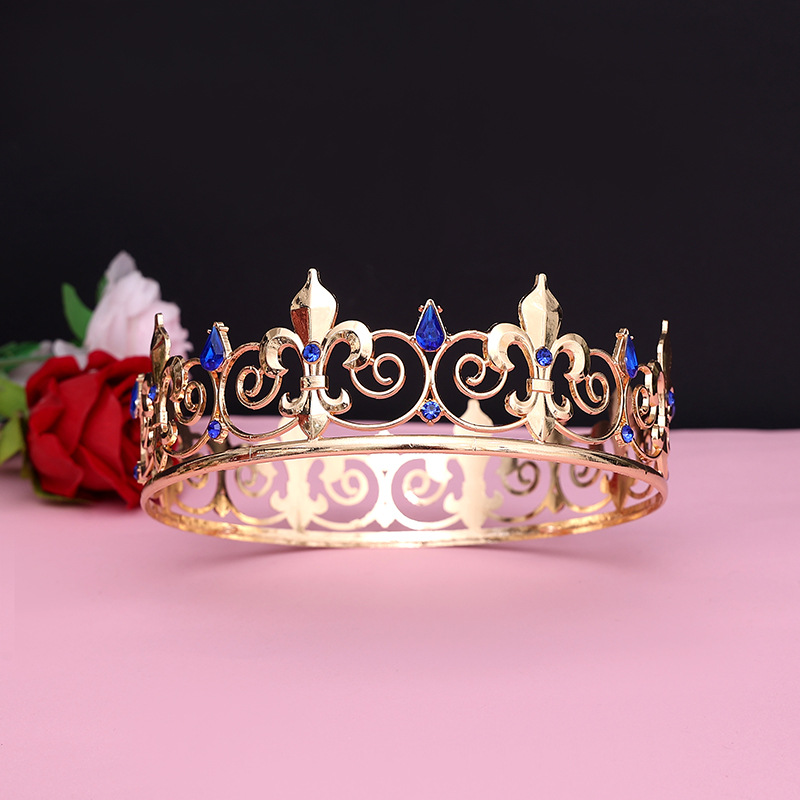 Los hombres de oro rey corona tocado adulto cumpleaños corona Halloween etapa ópera rendimiento unisex