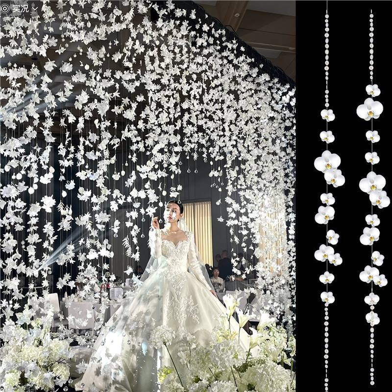 Pearl Flower String Hanging Pendant Wedding Room Decoration Door Curtain Background Wall Shop Internet Celebrity Props Window Display White