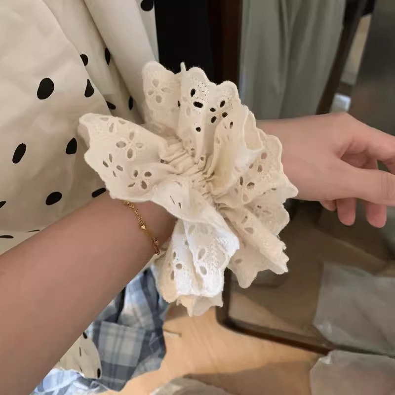 Zhao Lusi mismo estilo encaje intestino grueso banda para el cabello banda de goma de primavera cuerda para el cabello francés accesorios para el cabello accesorios para el tocado