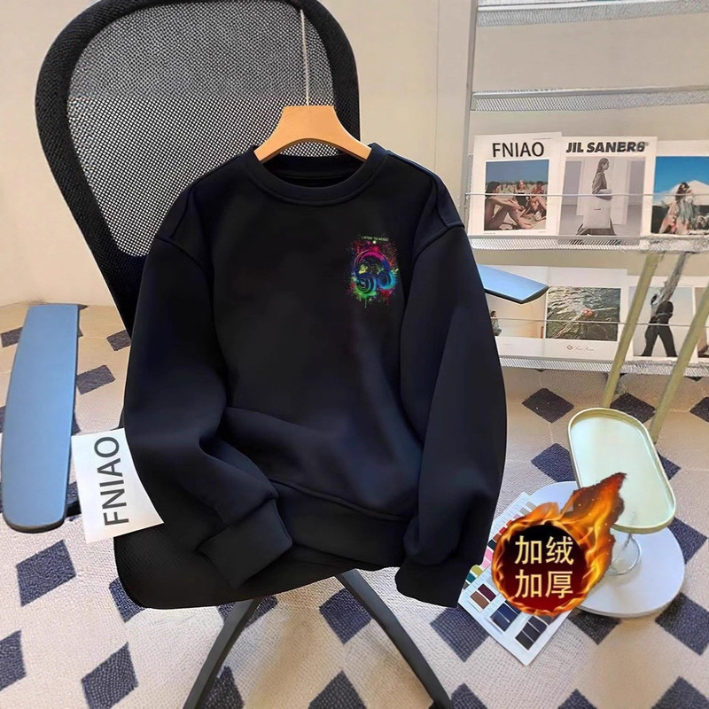 Men's Fleece Sweatshirt, Simple, Casual, Fresh, New Fashion, Essential Trend Sweatshirt, Autumn and Winter Printing, Versatile Trendy Brand