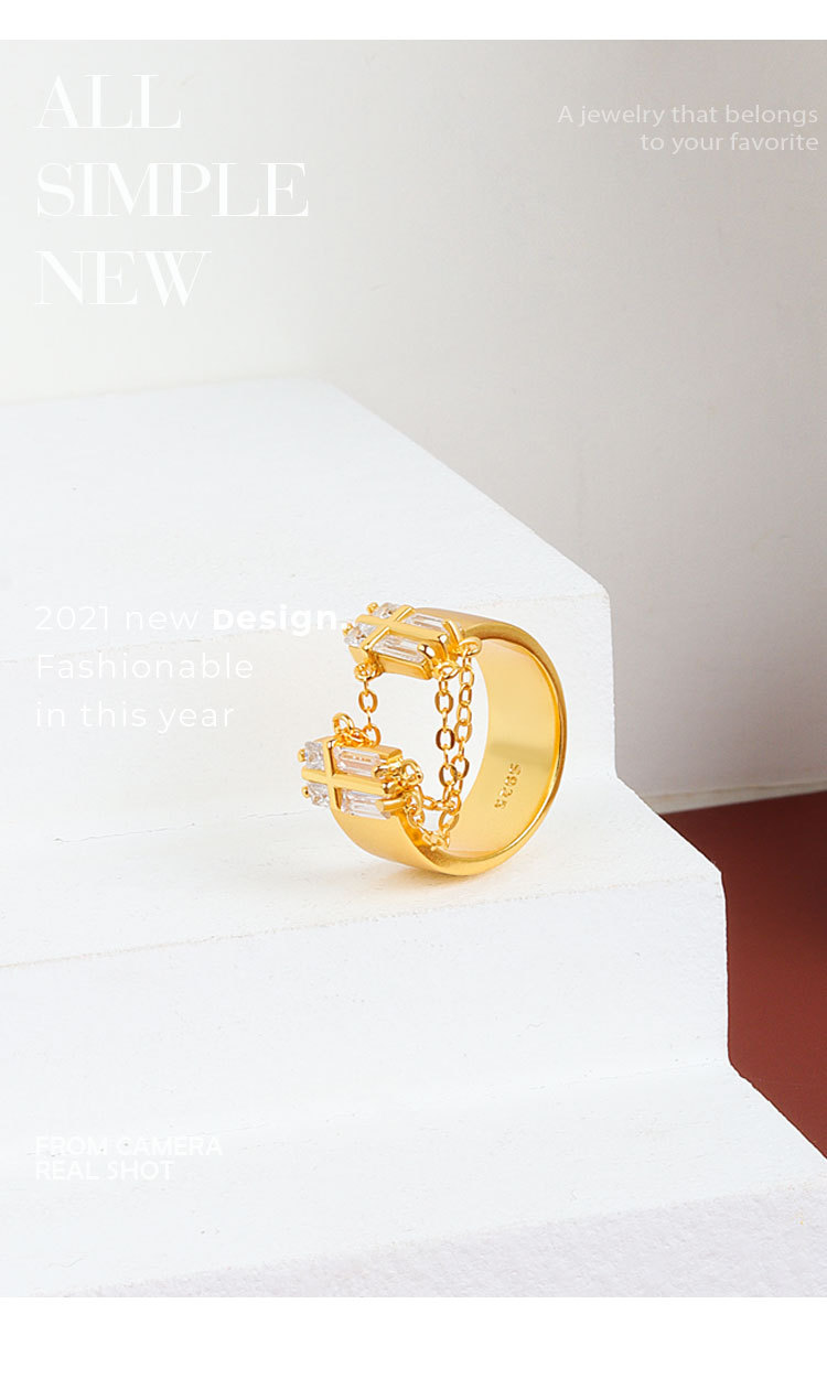 Fashion Simple Style Geometric Copper Plating Zircon Rings