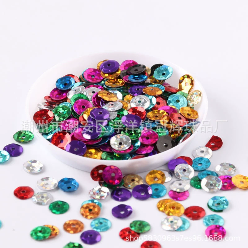 3mm-12mm серебристые нижние лазерованные PVC цвет средней прорези вручную нашитые блестки плоские вогнутые бусины для сценических костюмов аксессуары