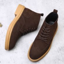 轻奢复古马丁靴男布洛克雕花英伦男靴翻毛皮厚底休闲百搭高帮皮靴