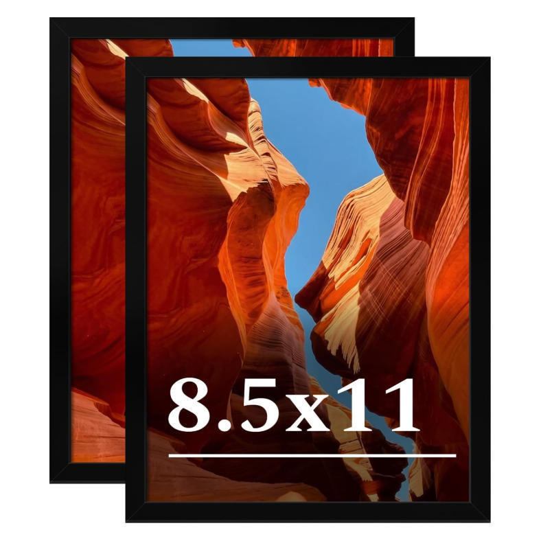 8.5X11 Black Photo Frame Wholesale for Certificate and Poster Framing, Can Be Hung or Stood, with High-Definition Plexiglass Frame
