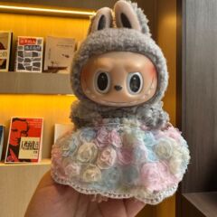 17cm ベビー服ぬいぐるみラブブキーホルダーオーナメントペンダントローズベビー服スカートラブブ