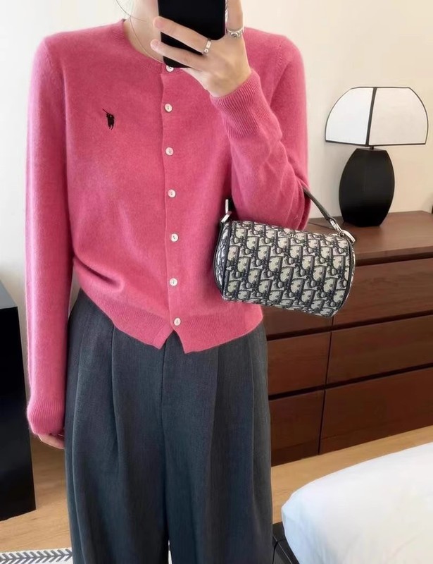 气质2025春秋款圆领刺绣短款毛女衣宽松100%纯羊毛开衫针织外套女|undefined