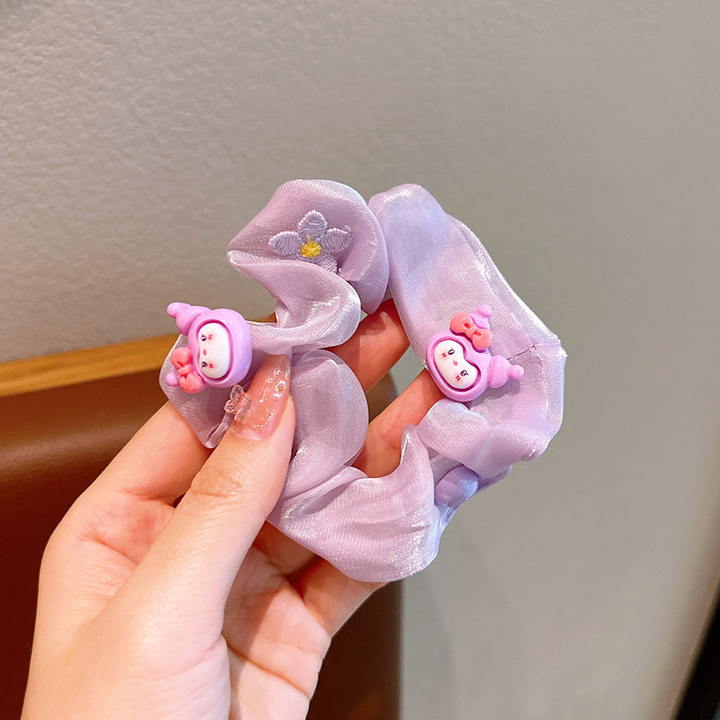 Anillo de cabello para niñas coreanos niños adornos de cabello cuerdas lindos Kuromi malla de verano anillo de cabello bolas de cabello