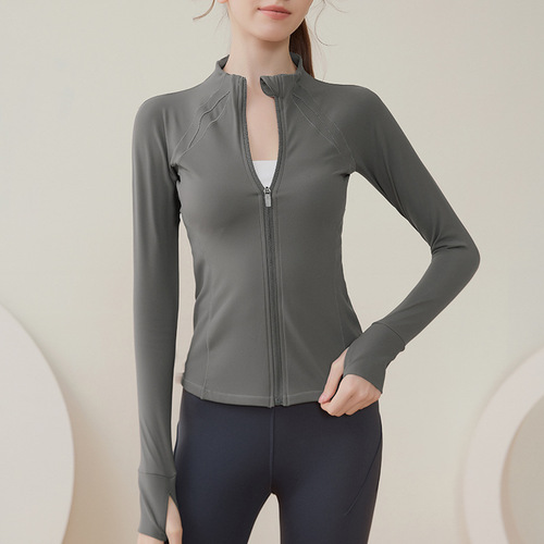 Cross-border fitness internet celebrity slim zipper sports jacket long-sleeved quick-drying tight-fitting running yoga wear autumn and winter top