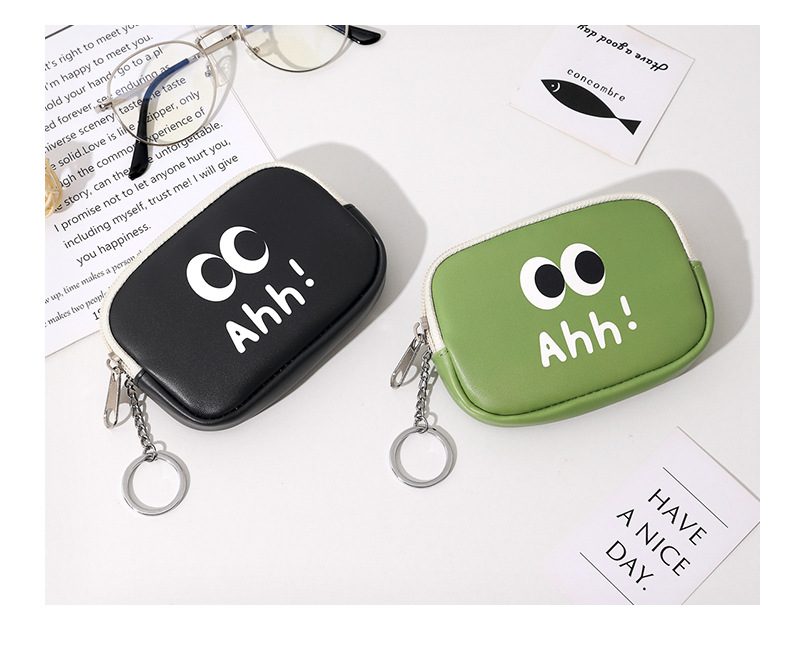 1 Piece Quantity Daily Occasion Pu Leather Material Vocabulary Words/Name, Eye Pattern Unisex Vocabulary Words/Name Eye Pu Leather Zipper Coin Purses