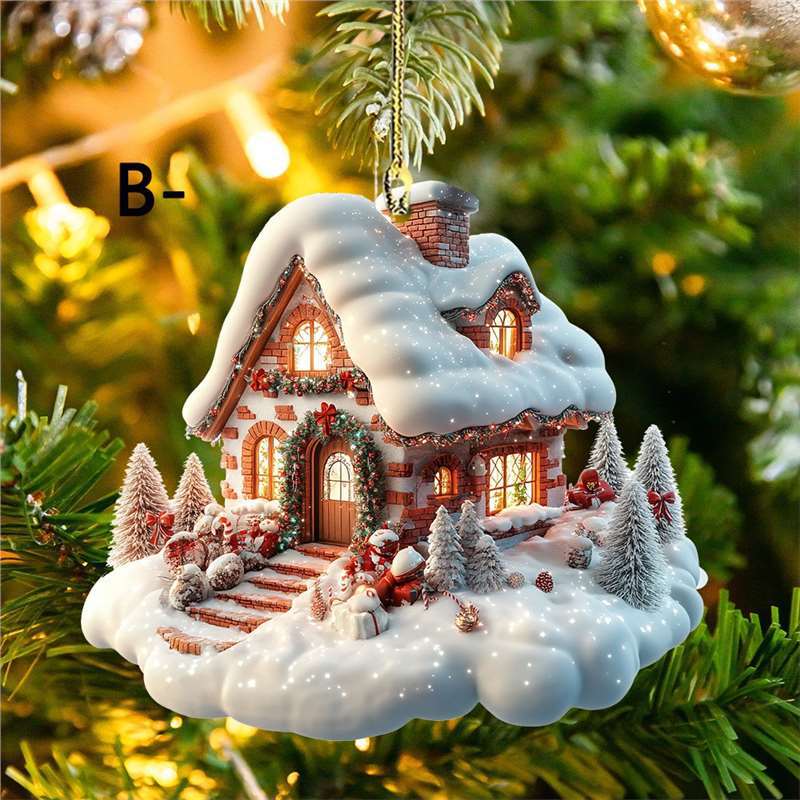 Nuevos productos transfronterizos creativos árbol de Navidad Papá Noel acrílico colgante artesanía automóvil decoración para el hogar image 9