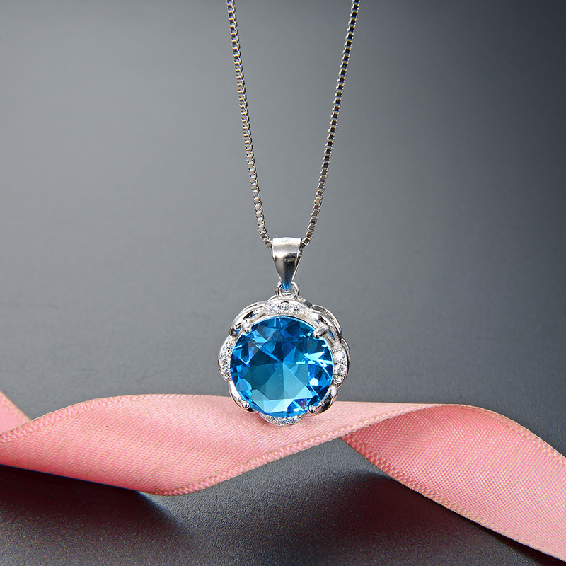 Transfronterizo europeo y americano moda elegante joyería collar s925 plata esterlina diamante ZIRCON cristal flor clavícula cadena colgante para las mujeres