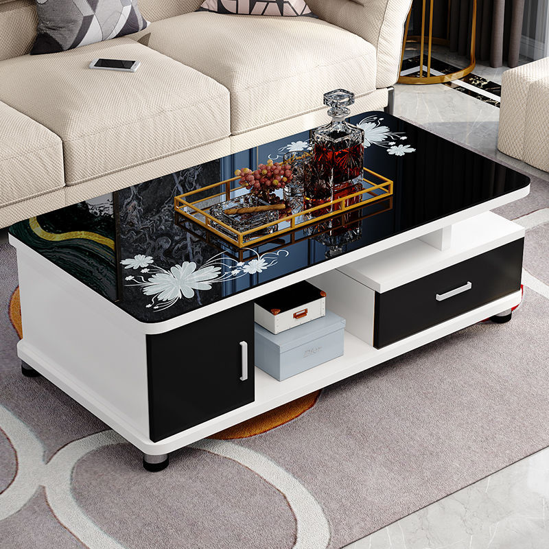 Mesa de centro de esquina redonda de estilo europeo Mueble de TV simple combinación de mesa de centro apartamento pequeño mesa de té de vidrio templado mesa sala de estar envío gratis