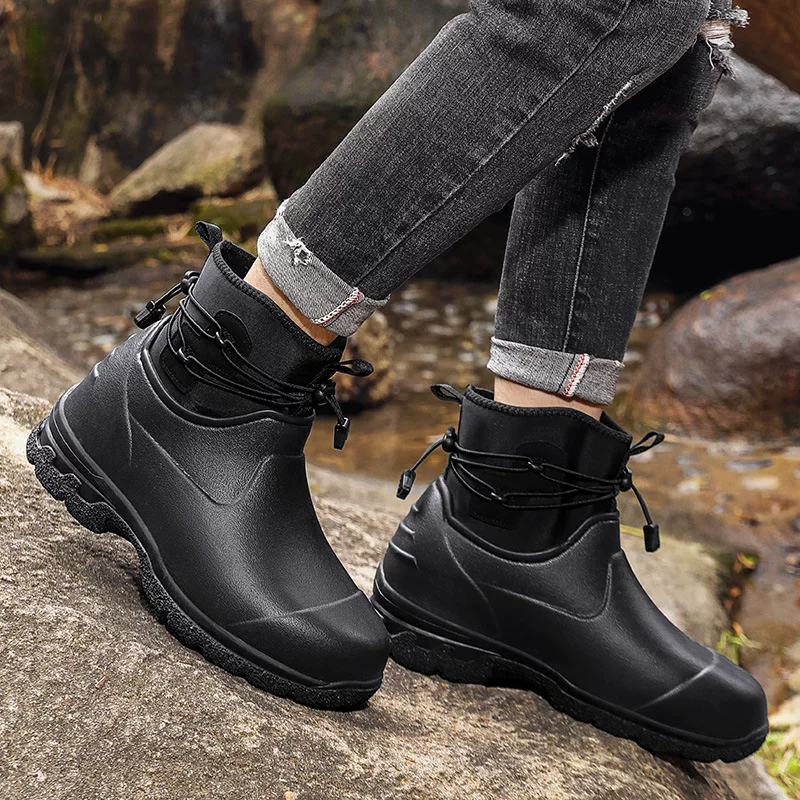 502 Мужские водонепроницаемые кухонные Schuhe с меховым утеплителем и антискользящими свойствами, зимний комплект, водонепроницаемый ткань, утепление