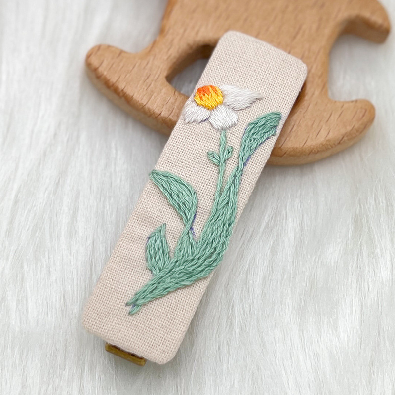 Lu bordado lindo gato perla coreano pinzas de pelo hechas a mano diy bordado creativo para chicas rotas flores pinzas de pelo lateral