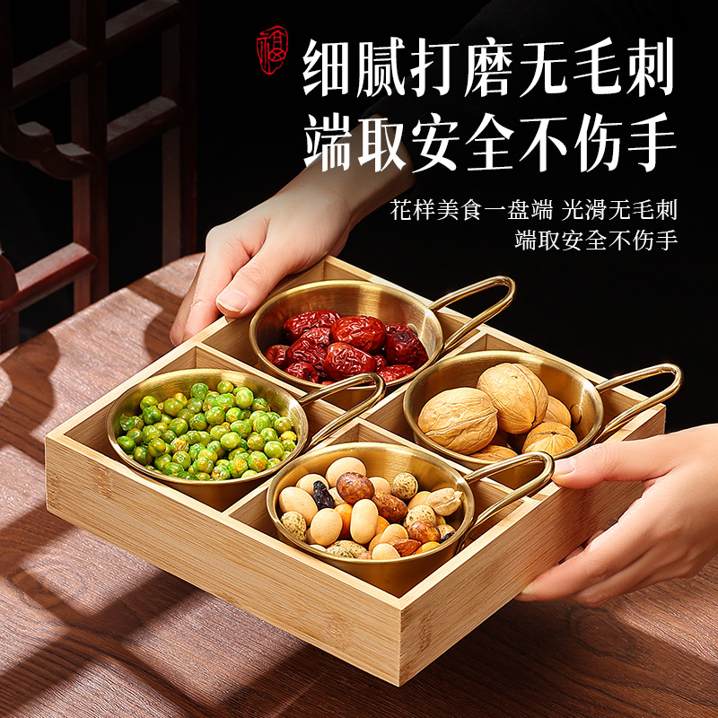 Plato de Madera de Nueve Compartimentos para Uso Comercial en Restaurantes de Hot Pot y Barbacoa, Plato Dividido, Bandeja de Madera de Bambú, Plato Combinado de Múltiples Compartimentos.