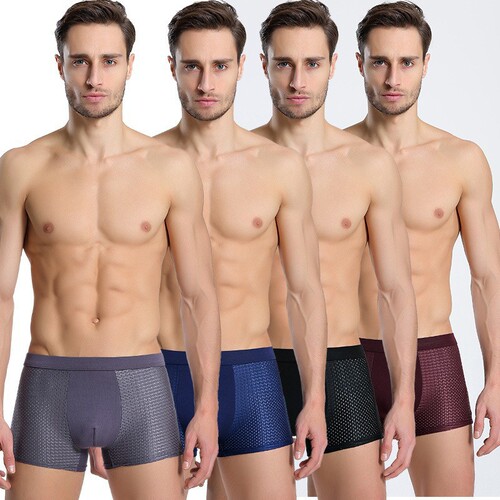 4 pieces gift box men's underwear ice silk boxer briefs sexy youth loose mesh boxer briefs