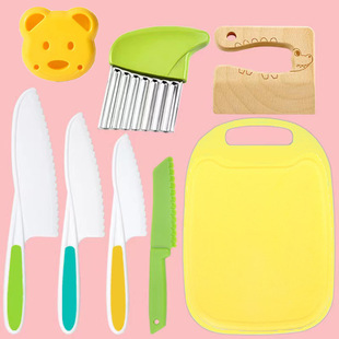 8-Piece Kidsren's Kitchen Knife Set Wooden Cutter Potato Cutting Cucumber Cutting Vegetable and Fruit Cutting Bear Bread Cake Knife Set