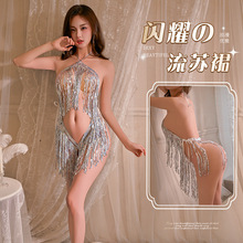 俏蜜儿情趣内衣闪闪亮片性感夜店女王镂空拉丁服流苏短裙制服套装