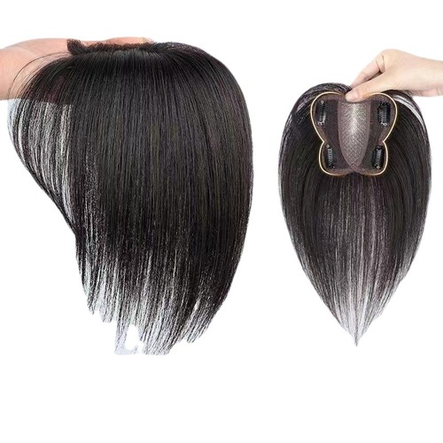 Butterfly hair piece, replacement hair piece on top of head, hand-woven real hair piece, Xuchang wig piece on top of head, butterfly wing net real hair piece