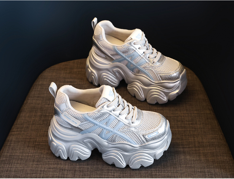Giày sneaker nữ đế dày lưới thoáng khí phong cách bánh xốp — Màu be chi tiết 5