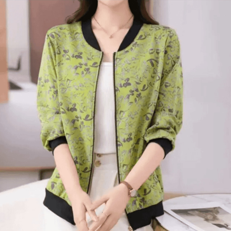 Chinese style retro top, women's jacket, summer thin loose long-sleeved baseball jacket for mothers