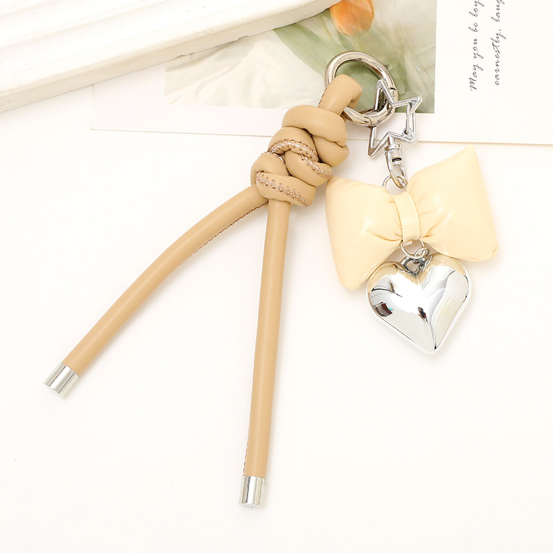 Heart Shape, Bow Knot Pattern 1 Piece Basic Heart Shape Bow Knot Pu Leather Valentine'S Day Keychain