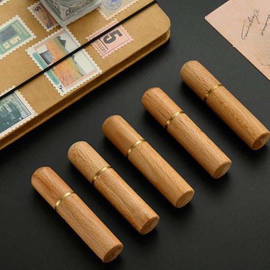 厂家批发黄铜木质针筒檀木牙签筒居家绣花筒工艺礼品便携摆件刻字