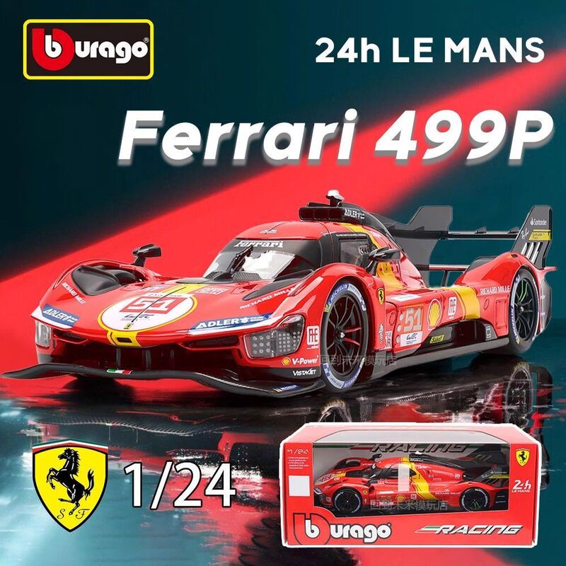 Bimei 1:24 Ferrari 499P Le Mans 24 Hours Endurance Race Simulation Alloy Car Model Hot Sale Wholesale