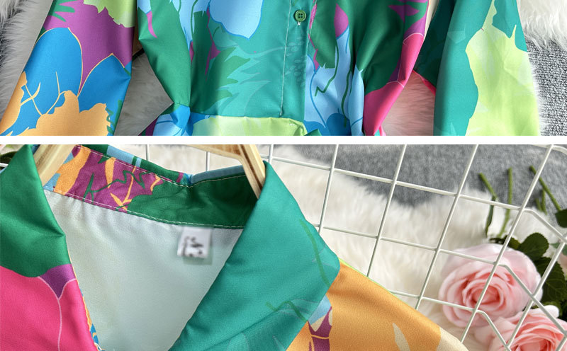 Women's Clothing Fashion suit women's casual loose long sleeved single breasted shirt two piece set high slimming tie dye printed wide leg pants_voghion.com