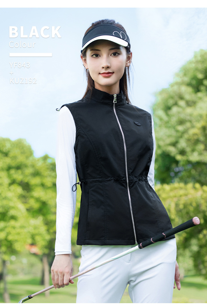 Áo vest nữ PGM Golf chống gió ấm áp, co giãn, thiết kế giảm eo — Áo vest đen [chống gió và ấm áp/điều chỉnh co giãn/giảm eo] YF843 chi tiết 11