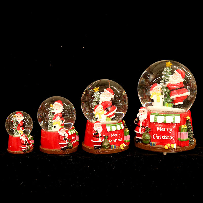 圣诞树脂雪花玻璃球水晶球桌面摆件圣诞节礼品装饰LED灯光水晶球
